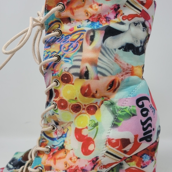 Chase + Chloe Emelia Graffiti Open Toe Lace Up Ankle Boot Heels - Picture 12 of 12